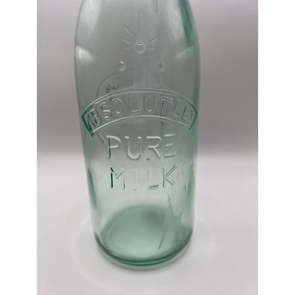 Vintage Absolute Pure Milk Glass Bottle Italy Swing Top Embossed Farmhouse 11" - Picture 3 of 9